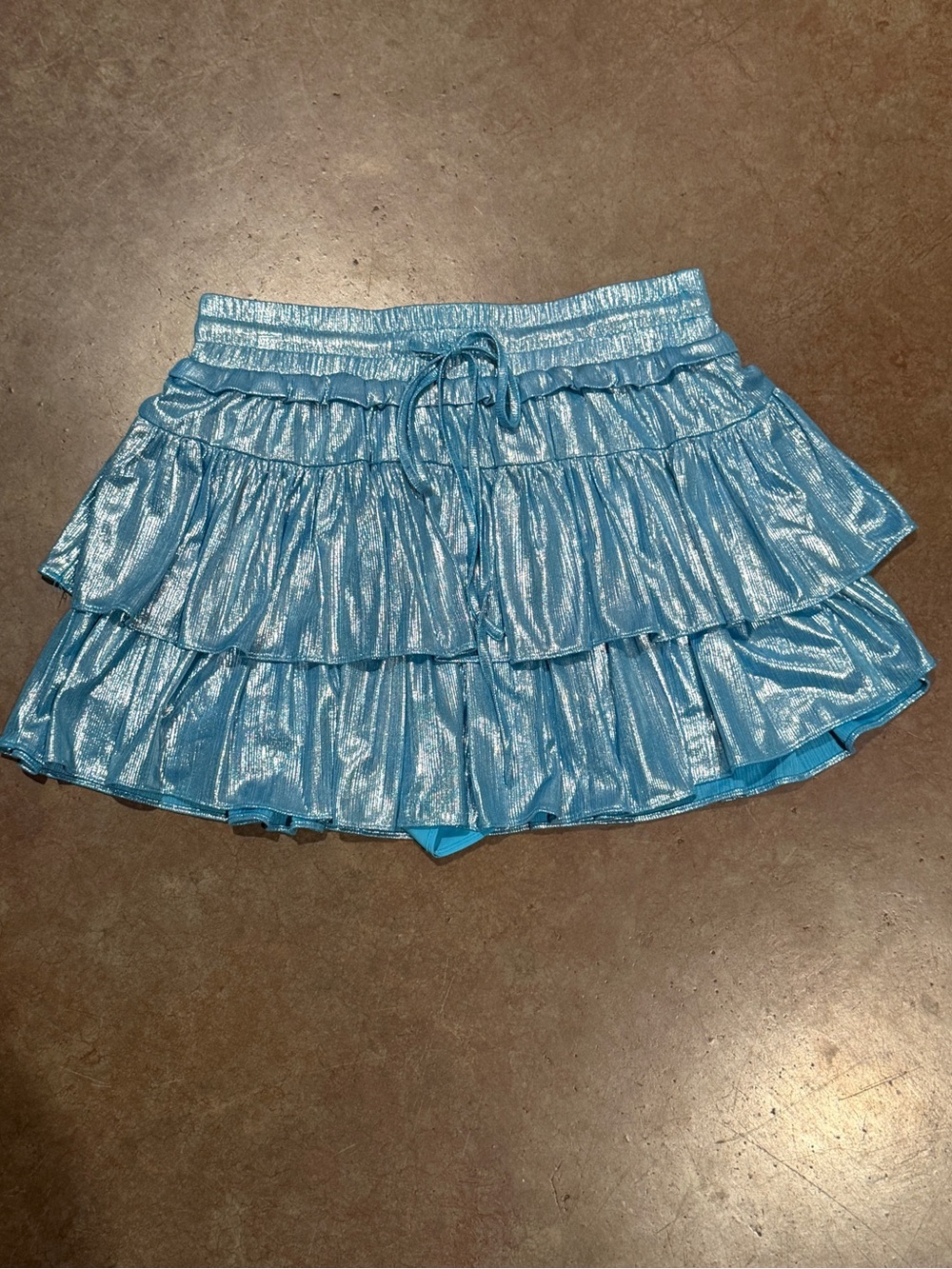 Blue Ruffle Mini Skirt, Size S